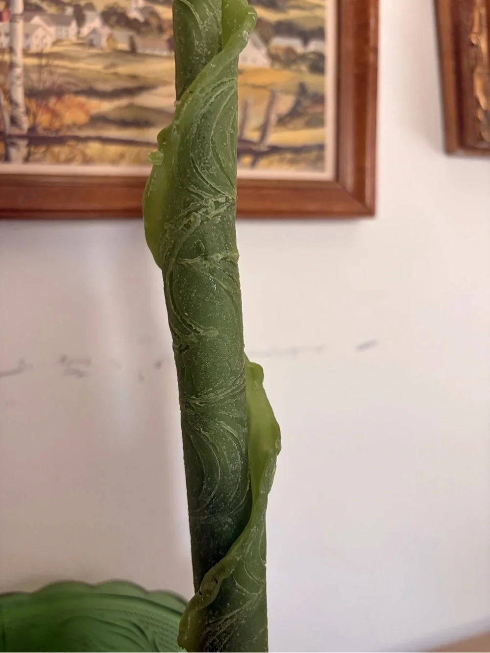 Hand-Carved Green Twist Taper Candles-